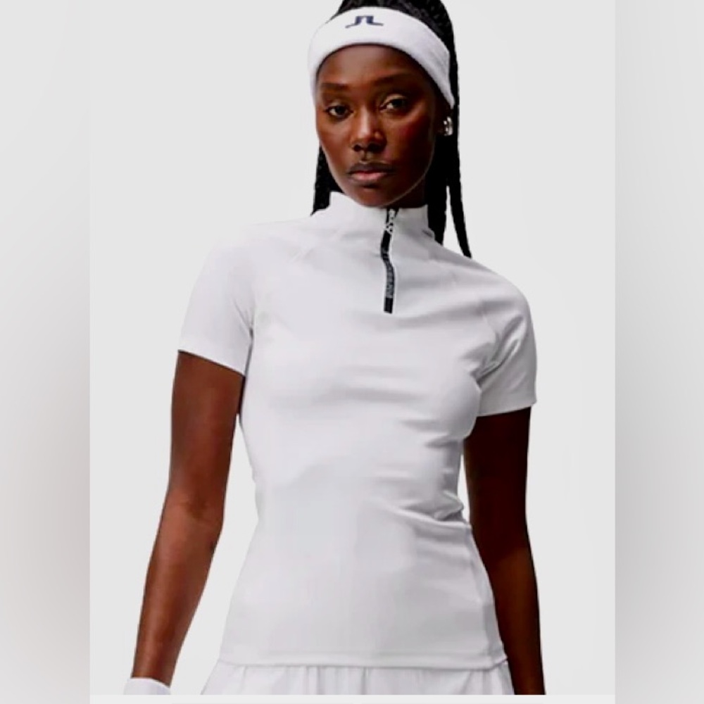 J.Lindeberg Amara Womens Golf/Tennis/Pickleball Quarter Zip Shirt in White